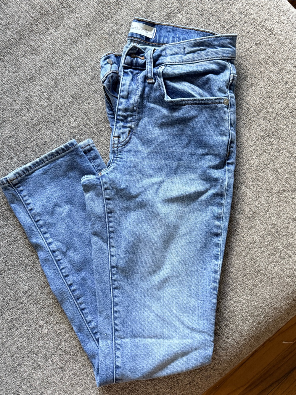 Madewell Washed Blue High-Rise Straight Leg Jeans